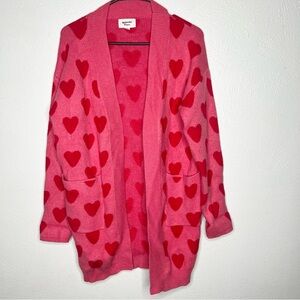 Magnolia Place Pink Heart Sweater Cardigan OS